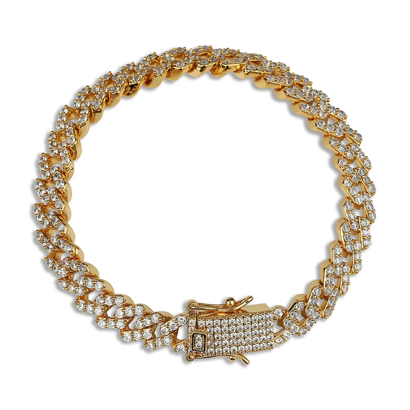 Gold TOPGRILLZ хип-хоп Iced Out Bling CZ мужской браслет, Модный 7 8 9 дюймов, длинные кубинские браслеты-цепочки в стиле Майями, мужские ювелирные изделия в стиле хип-хоп, подарки - Окраска металла: Gold