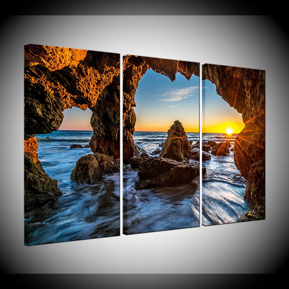 

Canvas Painting landscape Malibu USA Sea scenery 3 Pieces Wall Art Painting Modular Wallpapers Poster Print Home Decor