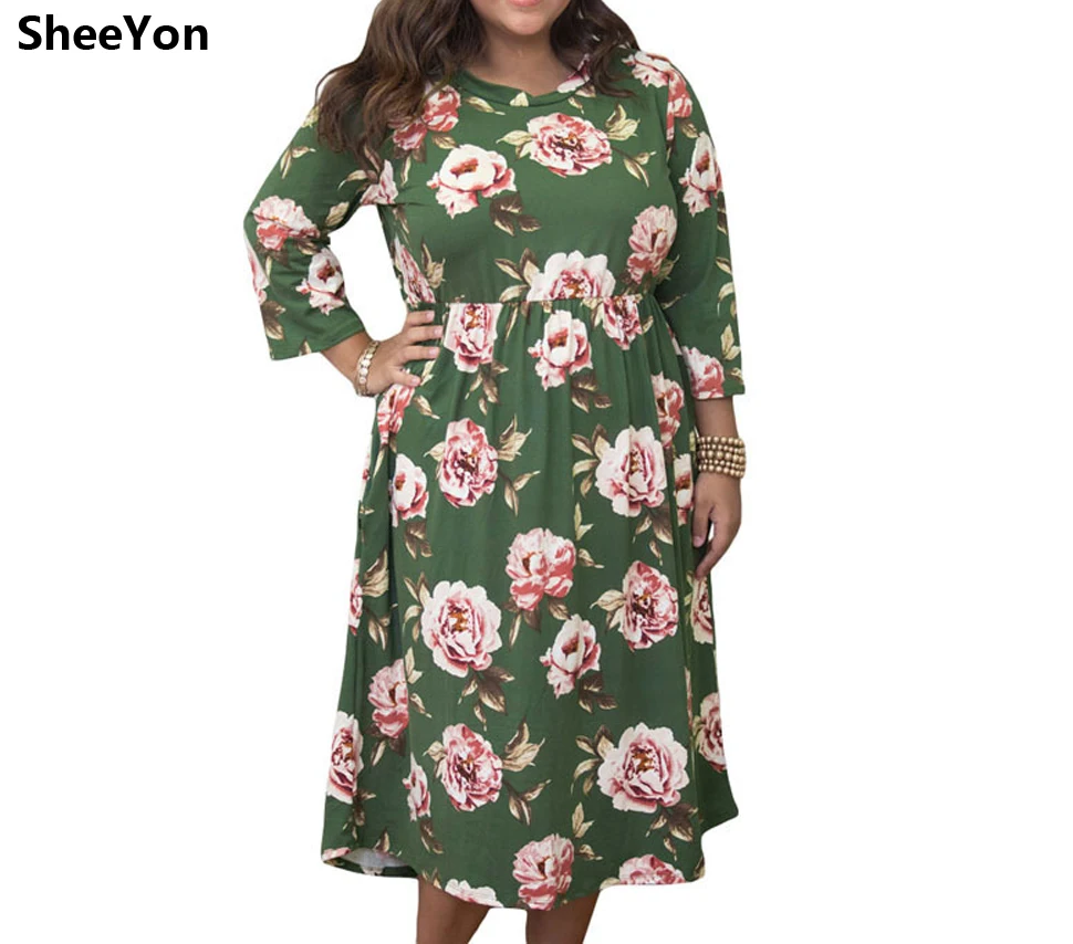 Для женщин модная линия Новая Большие размеры в богемном стиле с круглым вырезом