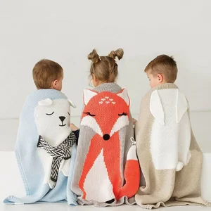 Трикотажное одеяло для маленьких мальчиков и девочек, милая пеленка для сна с изображением медведя, покрывало для детской кровати, мягкое банное полотенце, детский пляжный коврик