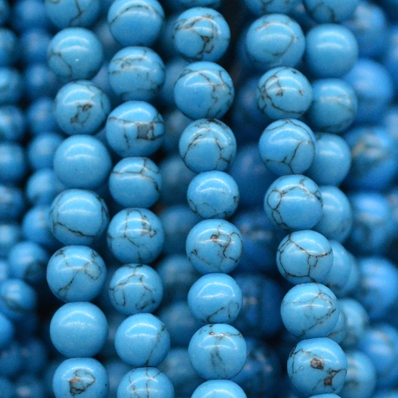 FLTMERH оптовая продажа Голубой Бирюзовый Круглый beads15 5 &quotвыбор размера 4 6 8 10 12 мм