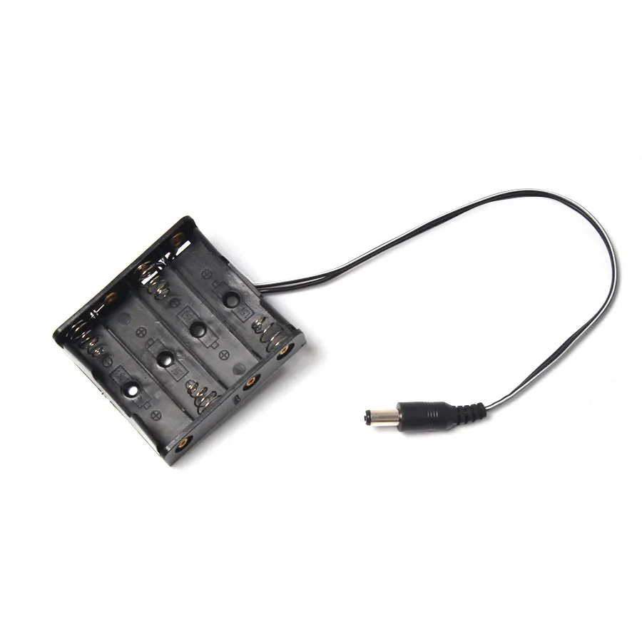 

Wholesale 100Pcs/Lot High Quality 4x6V AA Battery Holder With DC Plug Case Storage Box For 4x AA Battery Soldering Connecting