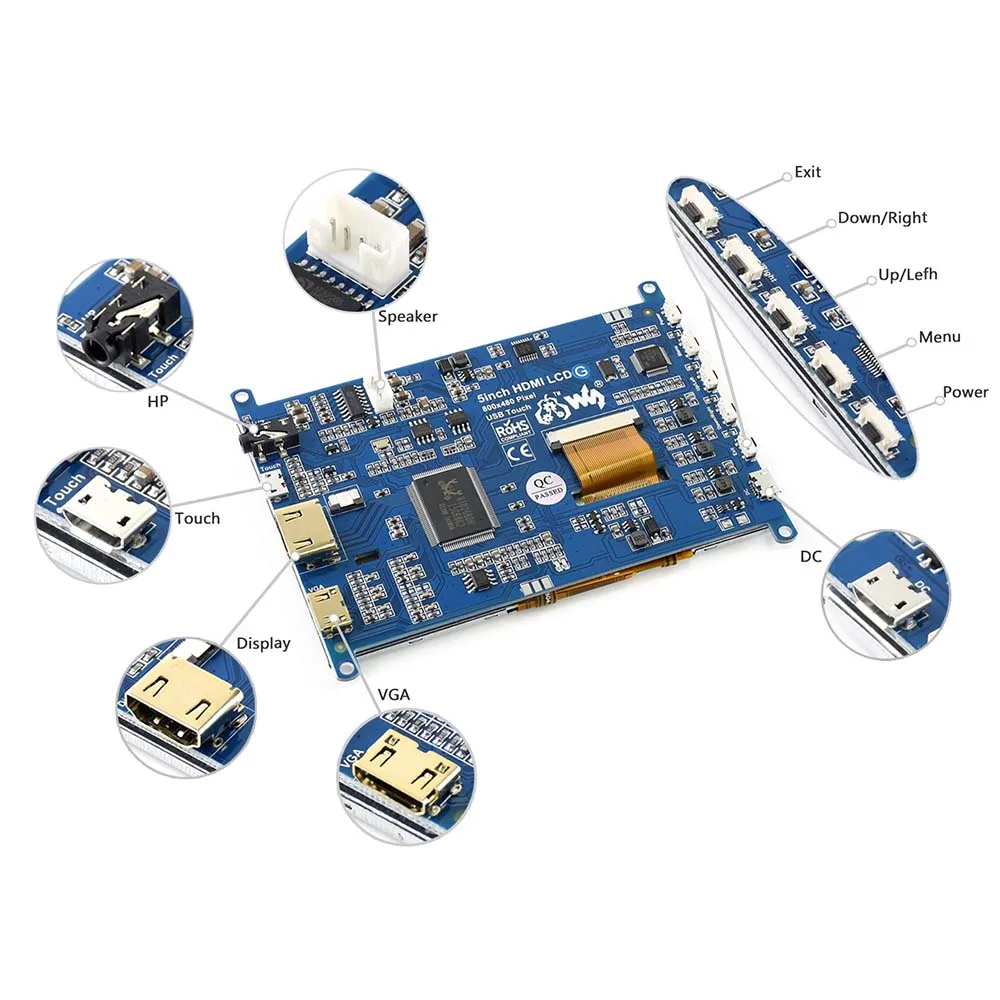 5 дюймов 800x480 резистивный сенсорный ЖК-экран интерфейс HDMI поддержка Raspberry Pi BB Black