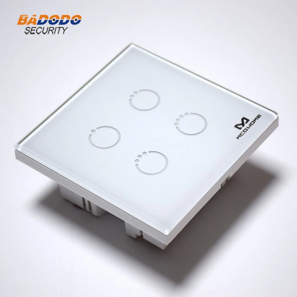 Z-Wave Plus MCO домашняя стеклянная Сенсорная панель Выключатель питания EU868.42MHz 4 банды включения/выключения питания 4 реле MH-S314 светильник управления