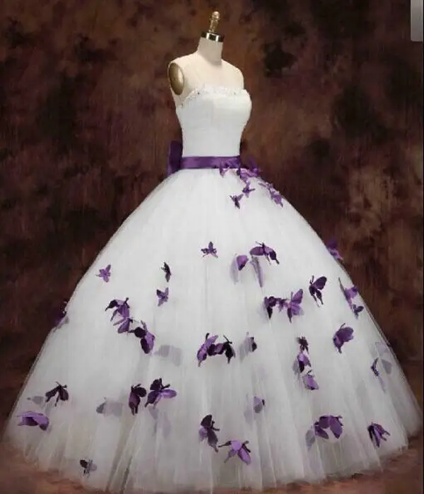 Новые фиолетовые бабочки бисер Тюль Лук свадебное платье 2 4 6 8 10 12 14 16 18