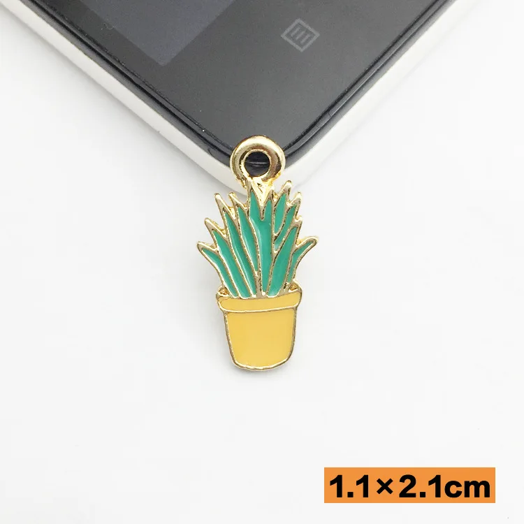 10 шт. DIY Золотой Металл Эмаль цвет суккуленты в горшке кактус Завод Подвески