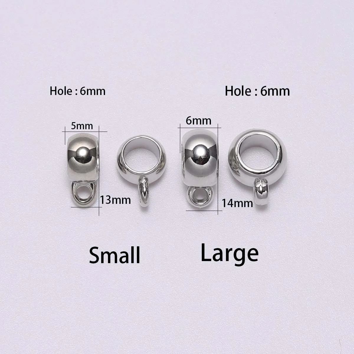 50pcs/lot 8mm 10mm CCB Pendant Clasp Bail Clip Big Hole charm Beads Connectors For Jewelry Making DIY Pendants Clasp supplie images - 6