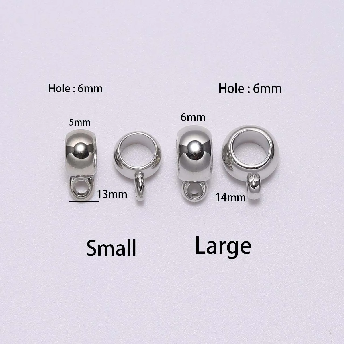 50pcs/lot 8mm 10mm CCB Pendant Clasp Bail Clip Big Hole charm Beads Connectors For Jewelry Making DIY Pendants Clasp supplie