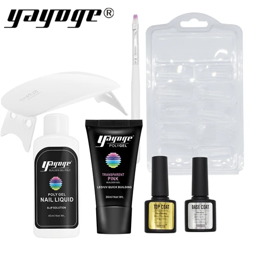 P16-S7-PK-W Yayoge набор из полигеля, Гель-лак для ногтей, светодиодный, лампа для ногтей, твердый, ГЕЛЕВЫЙ, УФ-гель, быстрое строительство, маникюрный, поли-гель, набор - Цвет: P16-S7-PK-W