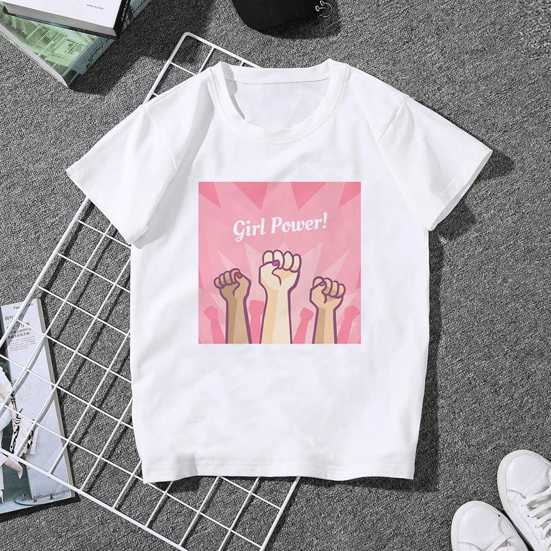 Феминистки Harajuku женские футболки феминизм grl PWR Ullzang футболка Девушка Мощность 90 s футболка с изображением гранж эстетику футболки Для женщин топы - Цвет: 2364