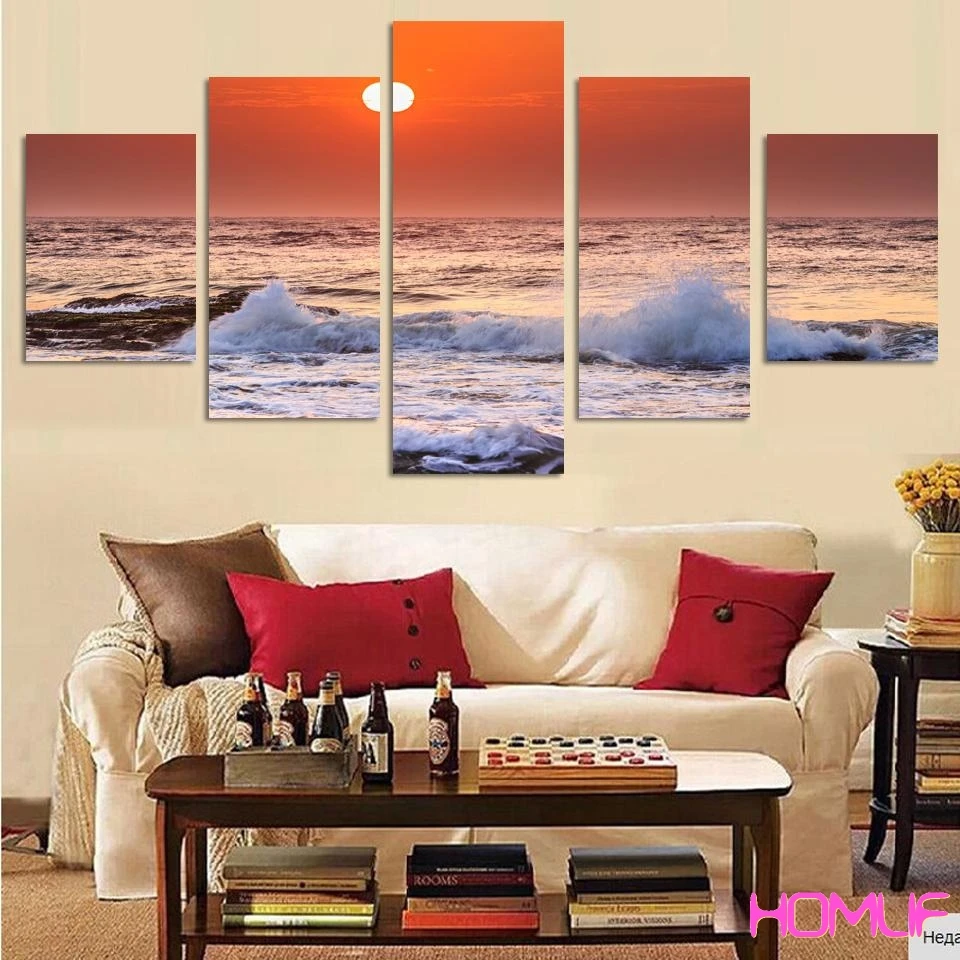 Алмазная вышивка рассвет от пляжа морской пейзаж алмазная мозаика