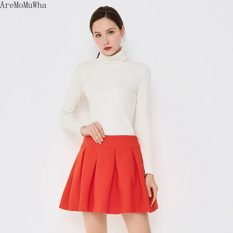 Весна 2019 новинка Женская специальная модная оранжевая красная плиссированная