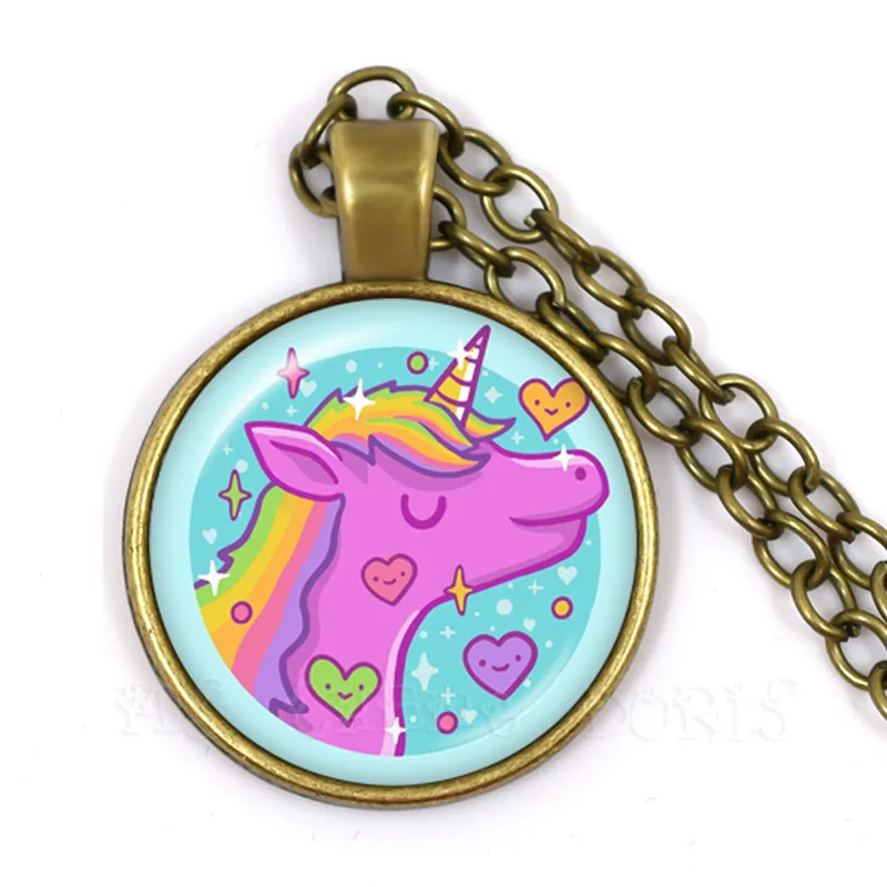 Мультфильм Лошадь ожерелье с единорогами цветок амулеты для женщин и мужчин унисекс трендовые Sweaterchain ювелирные изделия для влюбленных Рождественский подарок