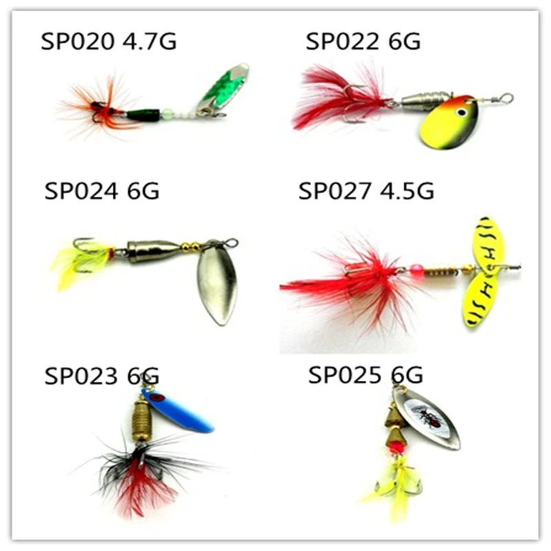 

HENGJIA 1PC Hot Spinner bait spoon bait Fishing Lures Hard Fishing Tackle Metal Isca Artificial Sequins feather Fishing hooks