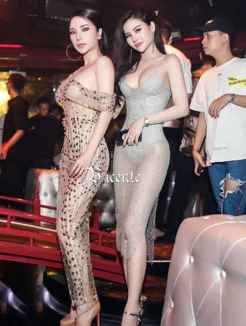 Висенте 2019 Новый Модное серебристое сетки бриллиантами дизайн Sexy V образным