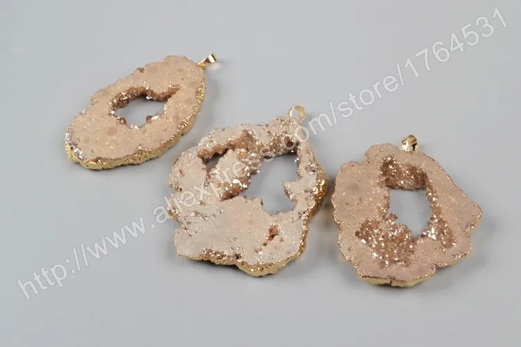BOROSA 10 шт. Druzy ювелирные изделия золотой цвет произвольной формы смешанный цвет s Титан Geode кристалл кварца ломтик Drusy кулон из бисера ювелирные изделия G1092