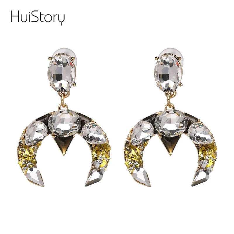 Винтажные серповидные серьги HUISTORY акриловые длинные висячие массивные для