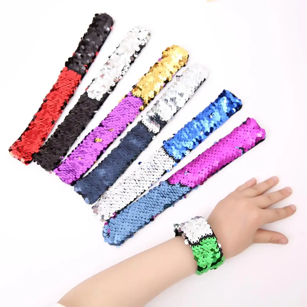 Реверсивный Блестящий сверкающий браслет с блестками манжетами повязка для