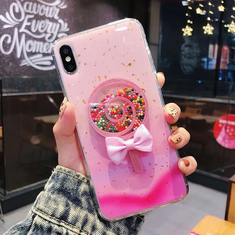 3D леденец градиентный телефонный чехол для iPhone XR XS Max блестящий золотой фольгой Мягкий ТПУ чехол для iPhone X 6 6S 7 8 Plus чехол Capa Funda