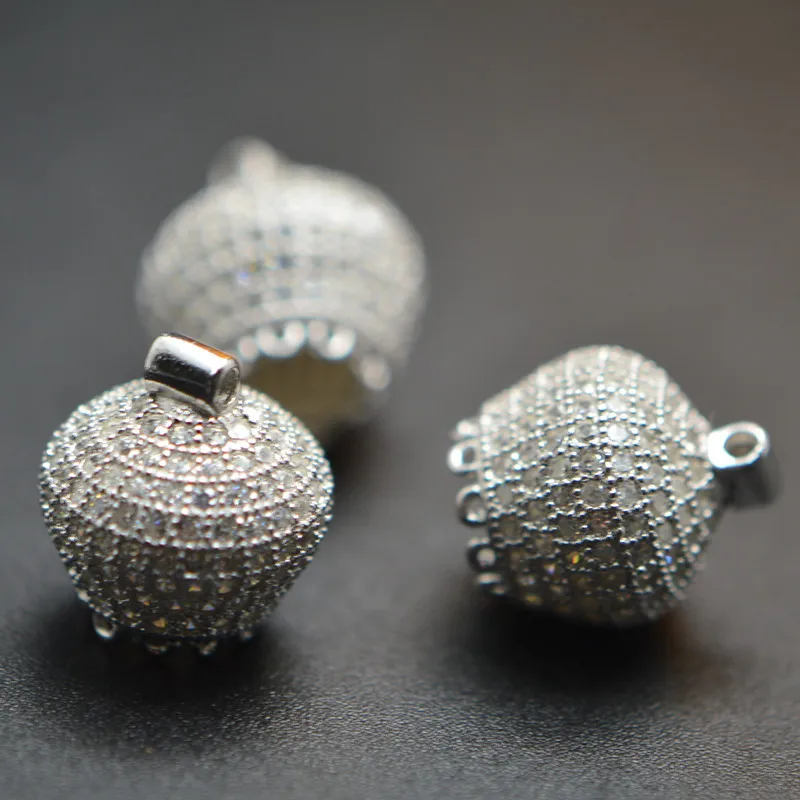 

High Quality 925 Silver Paved CZ 13x15mm Crown Shape Bead Caps Fit Popular Tassel Pendant making Fashion Jewlry making