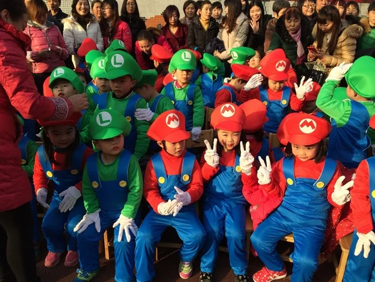 Funy косплей костюм супер Mario Luigi Brothers модные вечерние наряды милый взрослые дети