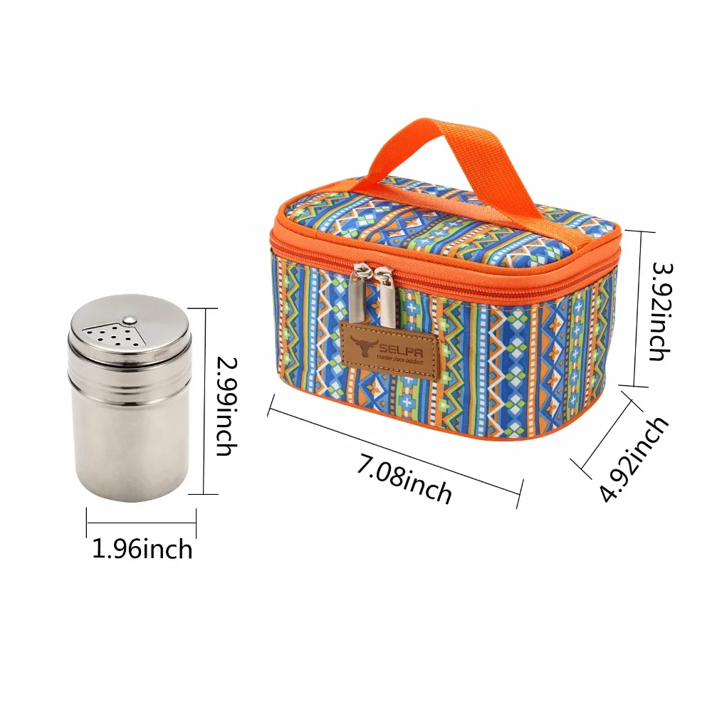 

6pcs Outdoor waterproof Camping Tableware Storage Container Seasoning Bottles Cans With A Bag For BBQ Portable Picnic