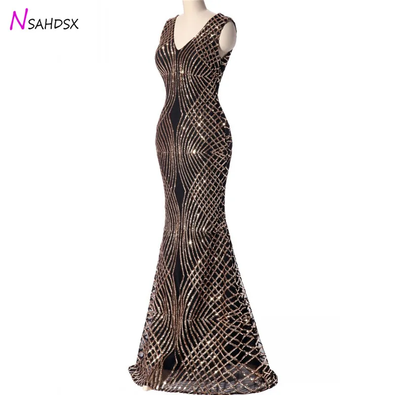 На заказ женское длинное платье с блестками лето 2019 новое русалки для банкета
