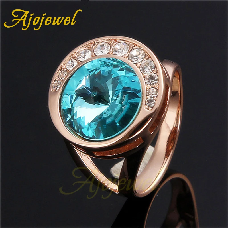 Ajojewel большой круглый спутниковый камень коктейльное кольцо золотой синий