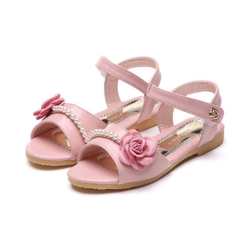 COZULMA Girls Peep Toe Flower Beach Sandals Shoes Kids Summer Hook &amp Loop Princess Children Size 26-35 | Детская одежда и обувь