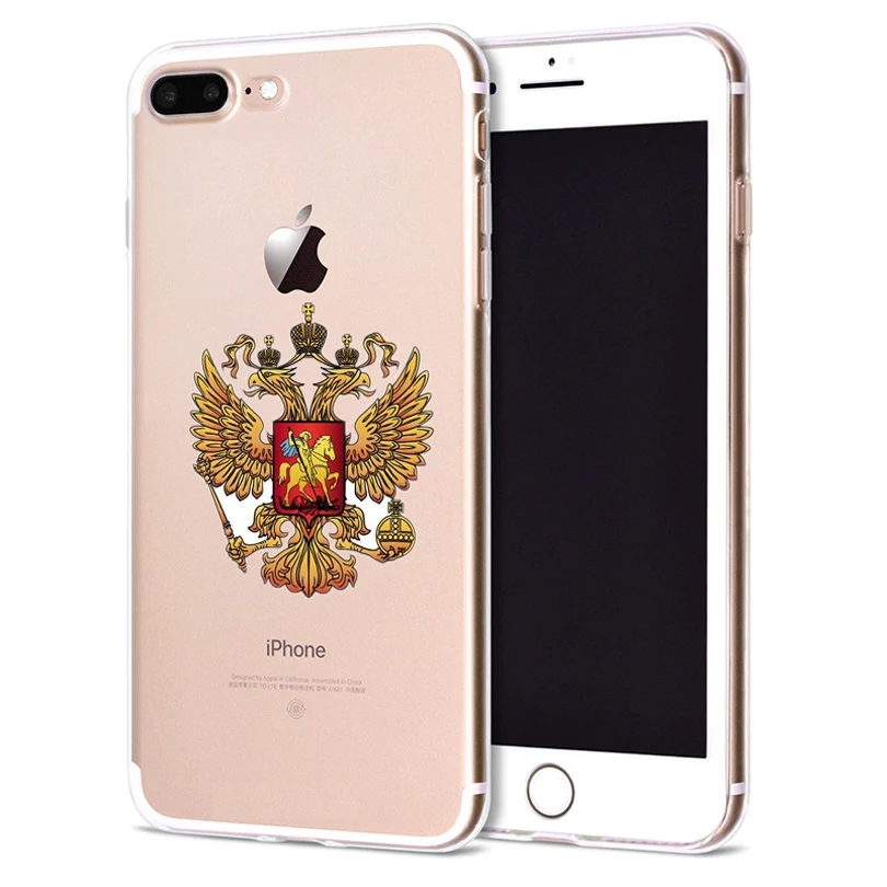Чехол для Apple iPhone 6 6S 7 Plus X 10 милый мягкий чехол из ТПУ с флагом России Оригинальный