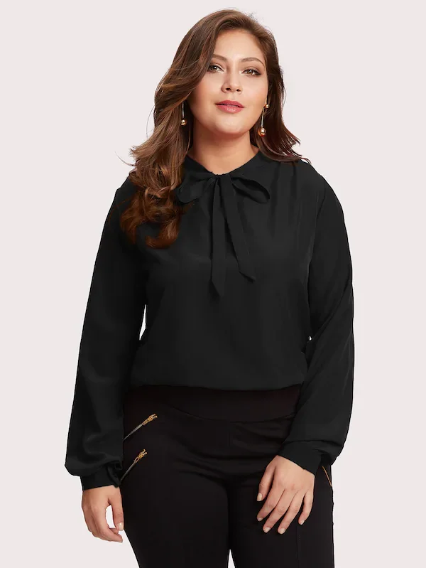 Новая мода 2019 осень длинный рукав v образный вырез шифон плюс размер 5XL XXXXL Блузка