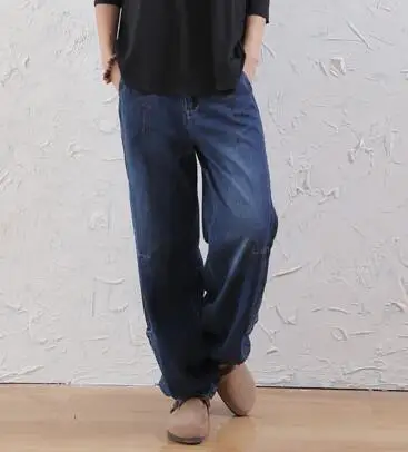Женские хлопковые шаровары с высокой талией повседневные свободные брюки