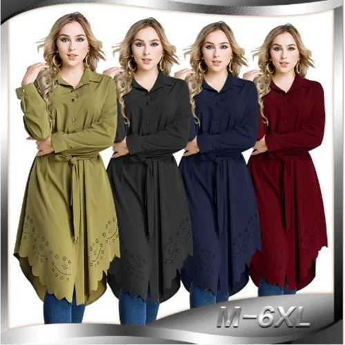 Мусульманские женские топы рубашка платье блузка Abaya Robe открытая свободная