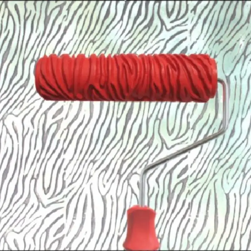 DIY Pattern Rubber Roller Wall Decoration Art Paint Wall Embossing Roller Paint Rollers with Handle Painting Supplies