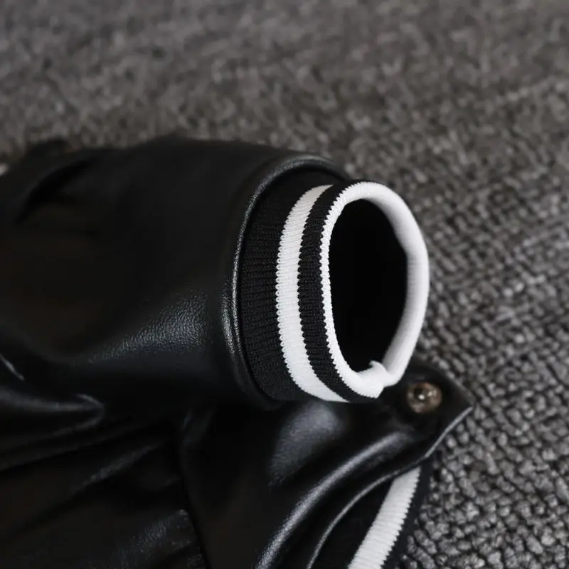 New Fashion Dog Leather Jacket Waterproof Coat Plush Plus Velvet Clothes Pet Cat Dog Jacket Autumn And Winter Warm Clothing