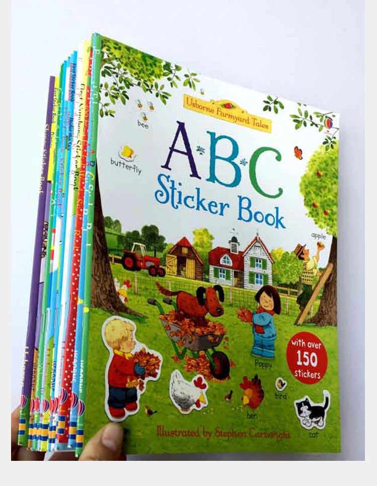 5 книг/набор Usborne Детская английская наклейка с изображением книги раскраски