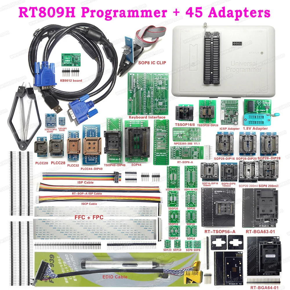 100% Оригинальный RT809H EMMC программирование Nand FLASH + 45 элементов с BGA63 BGA64 TSOP56 SOP44