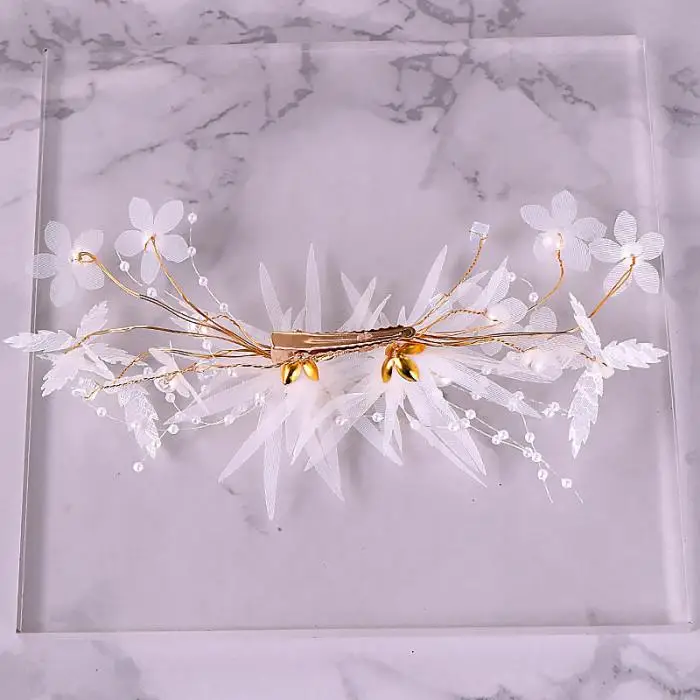 Sweet Korean Silk Yarn Flowers Handmade Bridal Hair Pins Headpiece Children's Performance Hairpin Tiara Headwear Hair Jewelry VL