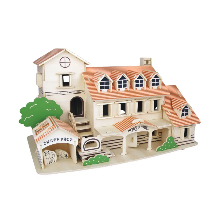 Chanycore Детские Обучающие деревянные игрушки 3D пазл для строительства дома виллы