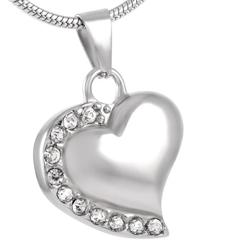 IJD8018 мемориальное сердечко Кремация ожерелье Кристалл инкрустация Keepsake женский