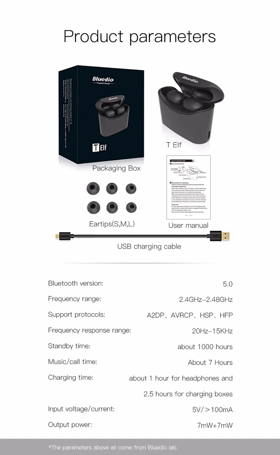 Bluedio T-elf TWS Bluetooth Earphone 5.0 original with charging boxin ear sport wireless earphone for music and cell phones | Электроника