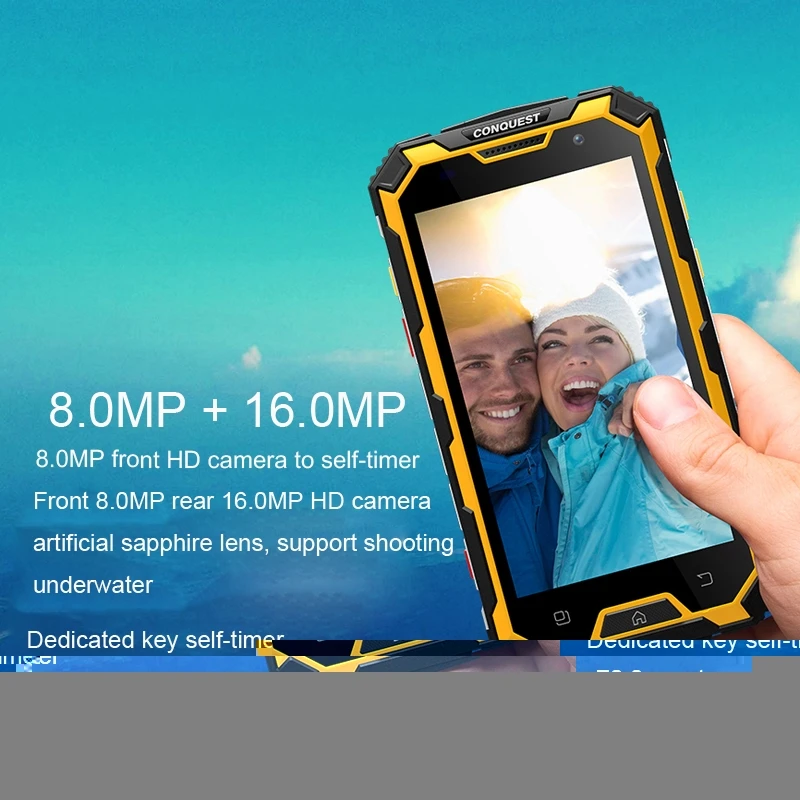 Conquest S8 Plus 4G мобильный телефон-рация с мобильным телефоном на базе Android 6,0 4 Гб+ 64 ГБ Octa Core IP68 Водонепроницаемый смартфон 1080 P NFC смартфонов