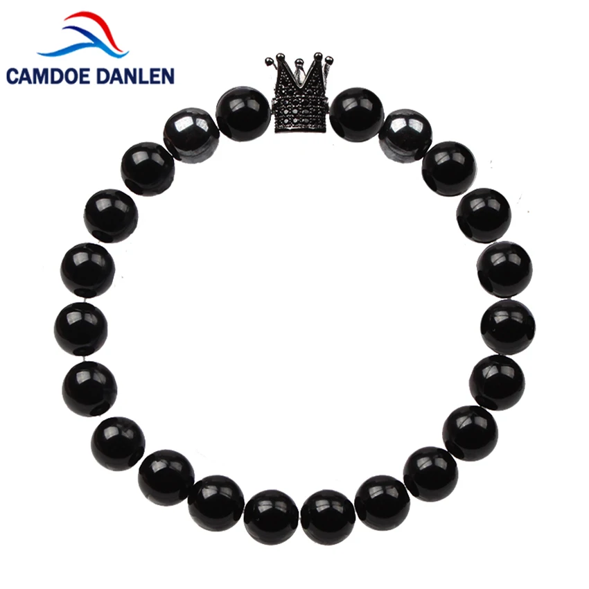 2017 New Brand Trendy Imperial Crown Charm Bracelets Men Micro Pave Black CZ Zirconia For Women Mens luxury Bracelet Jewelry | Украшения и