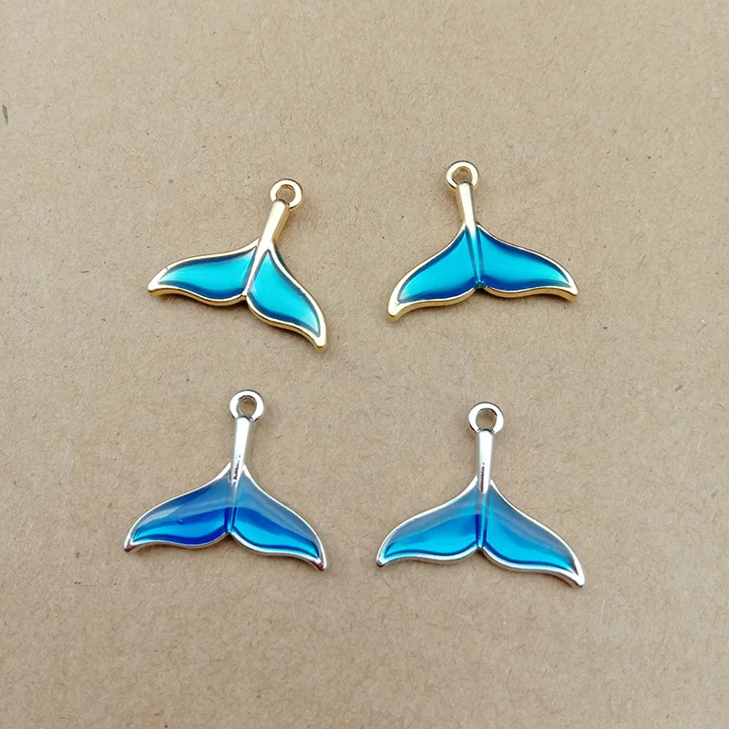 

10pcs/lot Fish Tail Enamels Charms For Earring Making Gold Tone Alloy Pendant Charms Bracelet Jewelry Accessories Craft YZ119