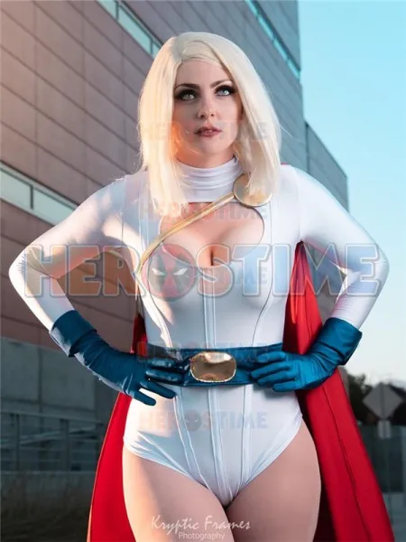 Женский костюм для косплея Power Girl комбидресс супергероя из спандекса на Хэллоуин|