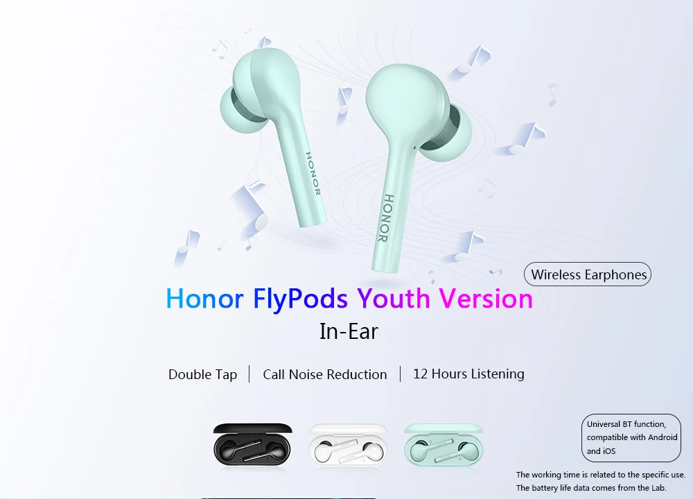 Honor FlyPods Молодежная версия беспроводные наушники Bluetooth 4,2 IP54 водонепроницаемые наушники Беспроводная зарядка музыкальные гарнитуры с микрофоном