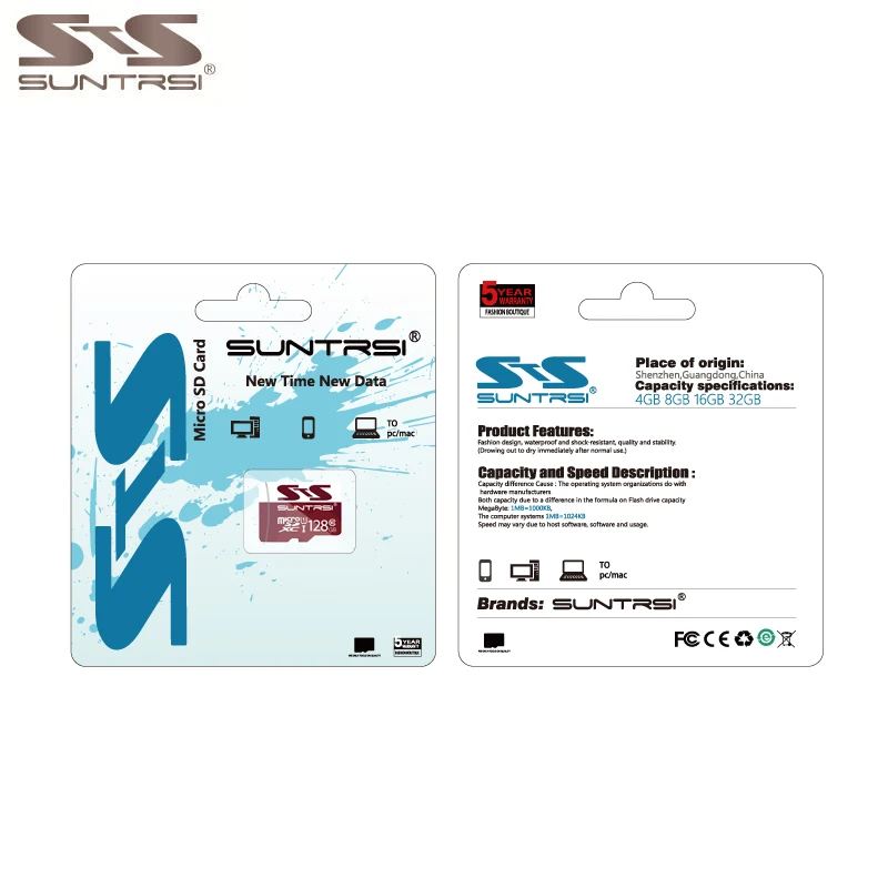 Suntrsi Microsd SD карта класс 10 16 ГБ 32 64 реальная емкость 128 Гб памяти высокая скорость 256