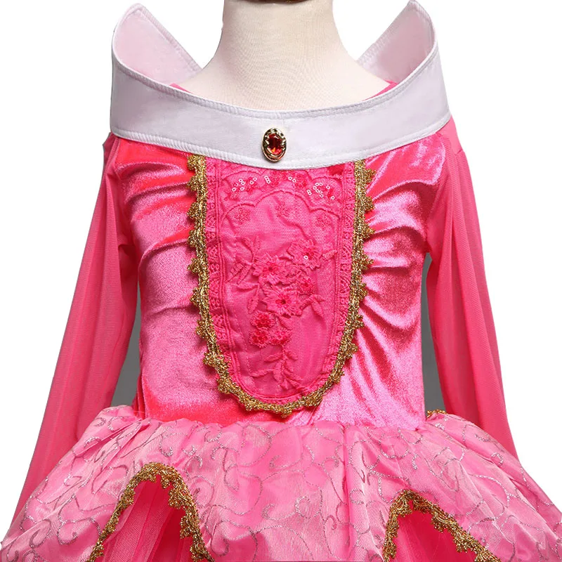 Новое платье принцессы для девочек бальное Спящей красавицы Авроры детей