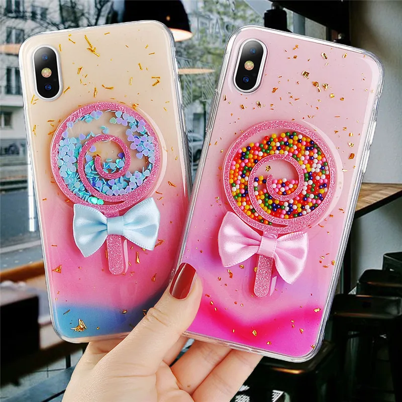 3D леденец градиентный телефонный чехол для iPhone XR XS Max блестящий золотой фольгой Мягкий ТПУ чехол для iPhone X 6 6S 7 8 Plus чехол Capa Funda