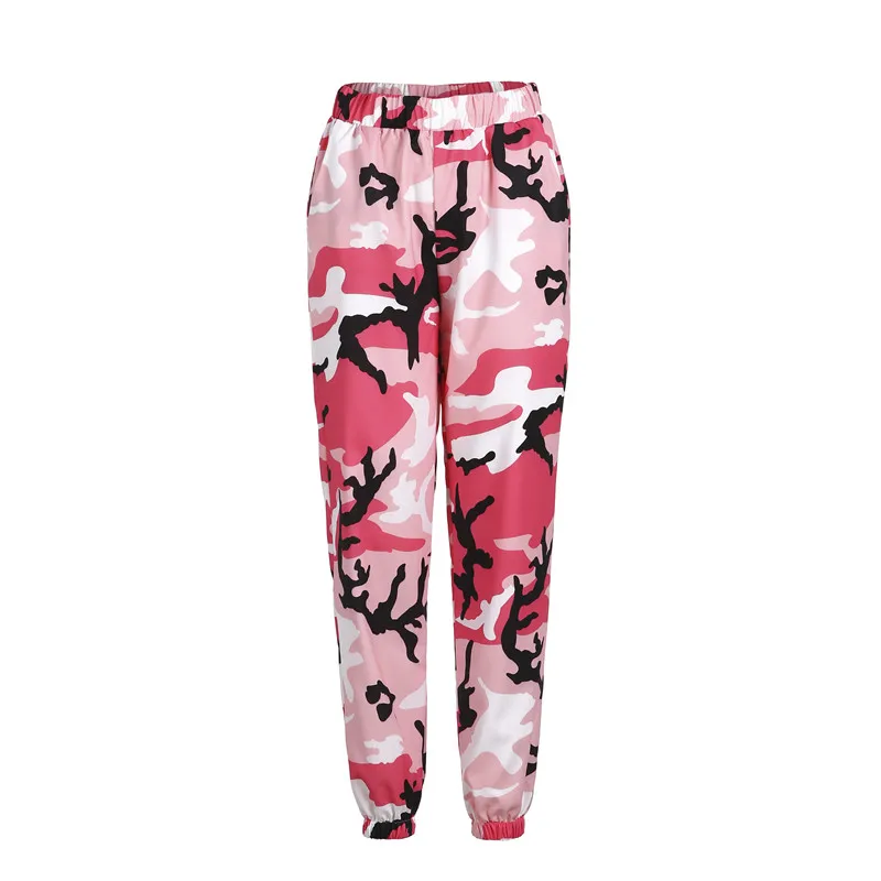 B New Fashion Chain Military Camouflage pants women Army black high waist Loose Camo Pants Trousers Street Jogger sweatpants - Цвет: B